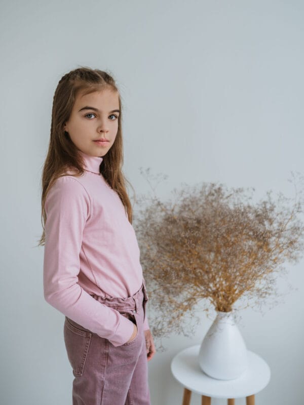 Švelniai rožinės spalvos eko medvilnės golfukas