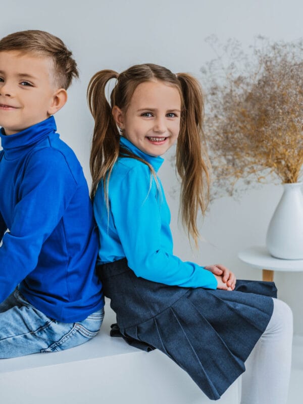 Mėlynos spalvos eko medvilnės golfukas (spalva kur berniukas)