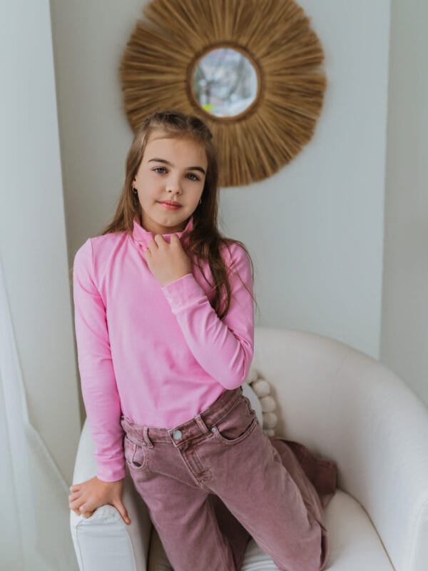 Rožinės spalvos eko medvilnės golfukas