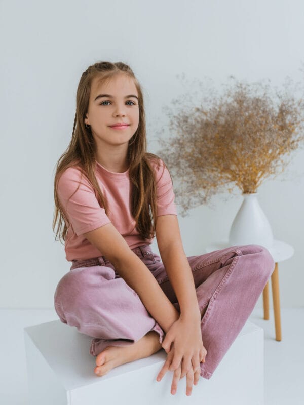 Pelenų rožinės spalvos eko medvilnės palaidinė