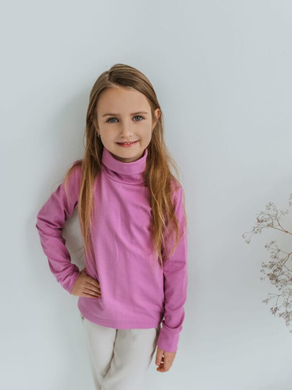 Rožiniai alyvinės spalvos eko medvilnės golfukas