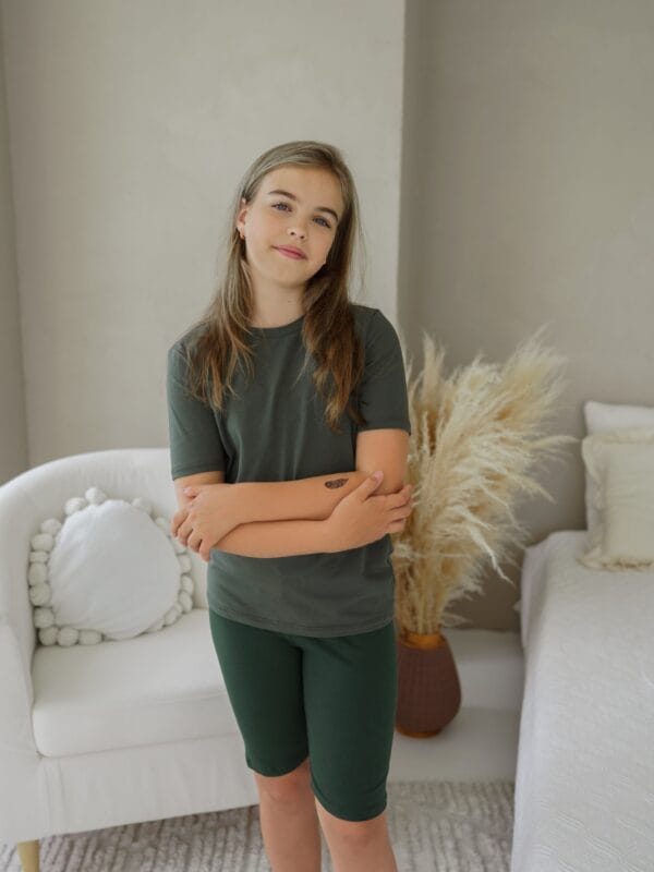 Chaki spalvos eko medvilnės “biker”šortukai