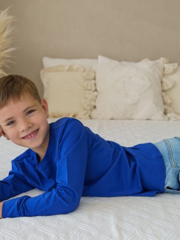 Karališkos mėlynos spalvos eko medvilnės palaidinė